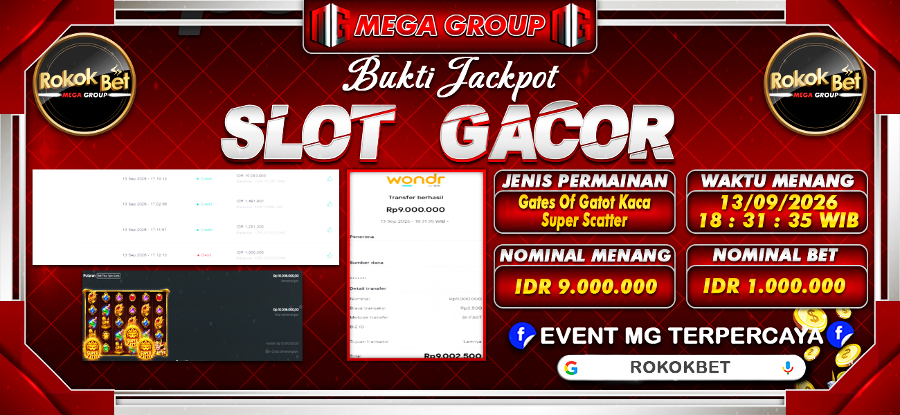 Bukti JP situs Rokokbet hari Selasa, 15 September 2026