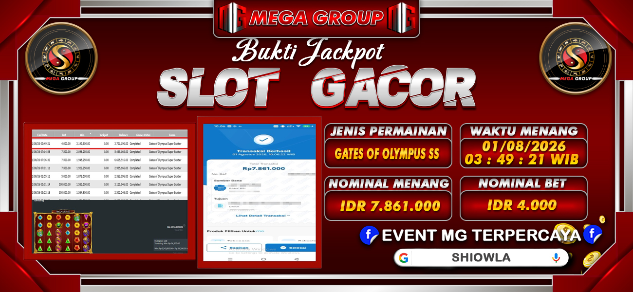 Bukti JP situs Shiowla hari Sabtu, 01 Agustus 2026