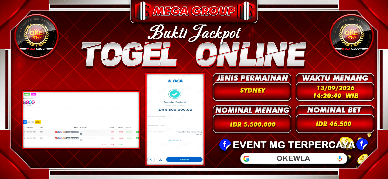 Bukti JP situs Okewla hari Minggu, 13 September 2026