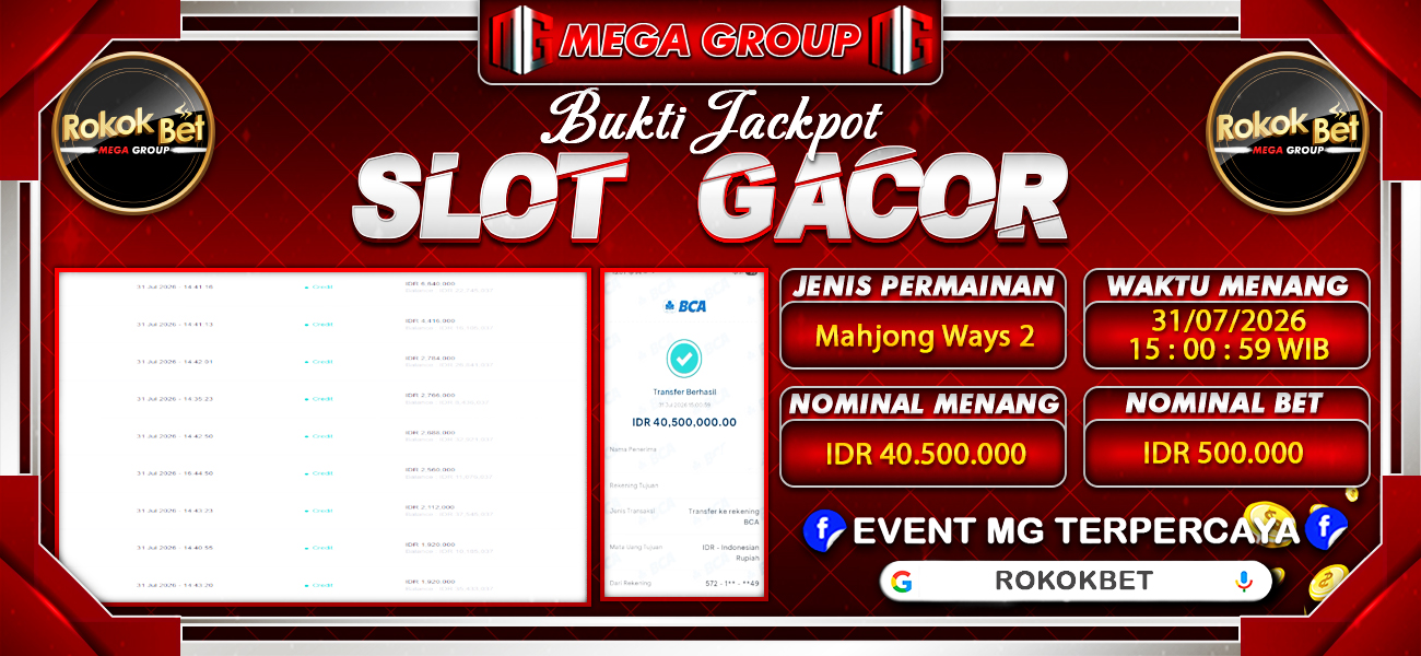 Bukti JP situs Rokokbet hari Jumat, 31 Juli 2026