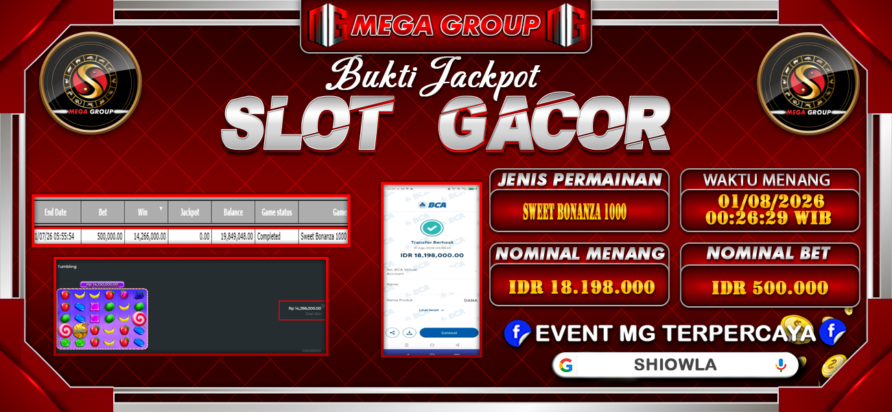 Bukti JP situs Shiowla hari Sabtu, 01 Agustus 2026