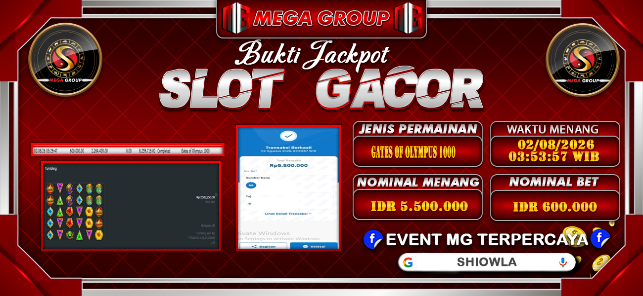 Bukti JP situs Shiowla hari Minggu, 02 Agustus 2026