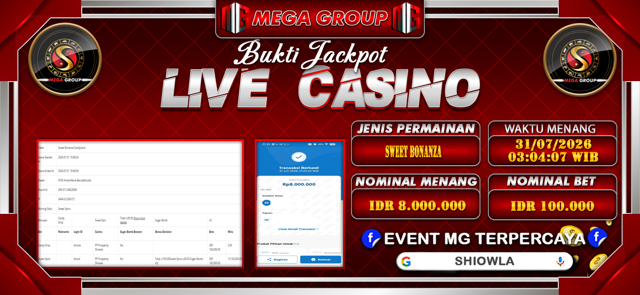 Bukti JP situs Shiowla hari Jumat, 31 Juli 2026