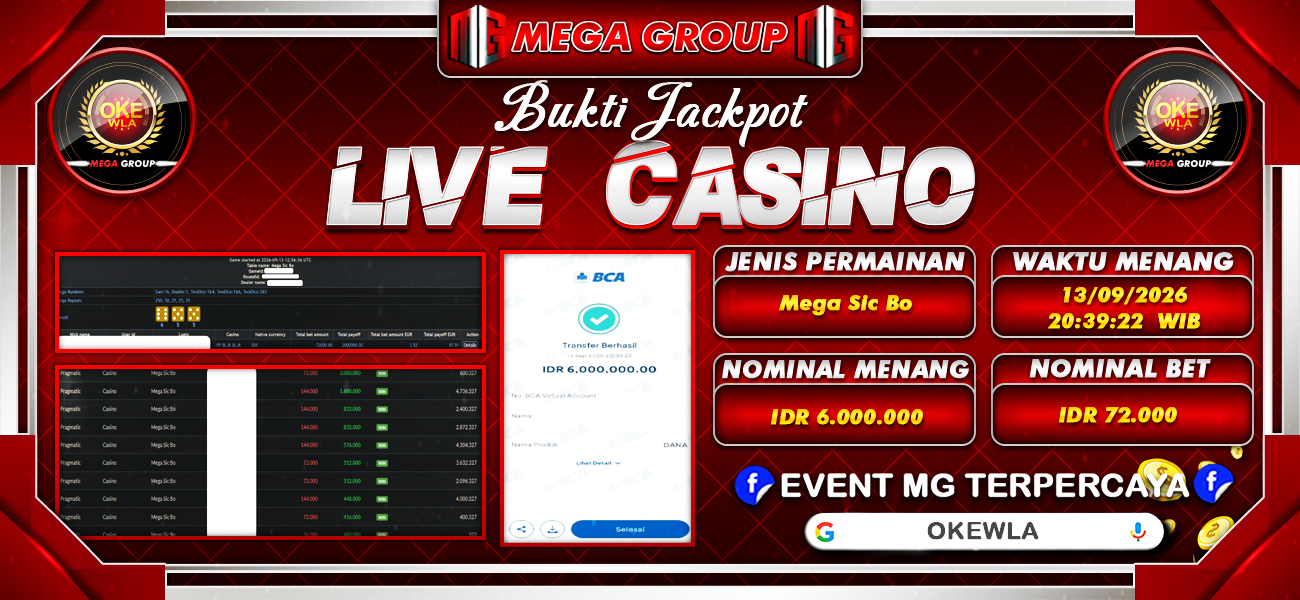 Bukti JP situs Okewla hari Minggu, 13 September 2026