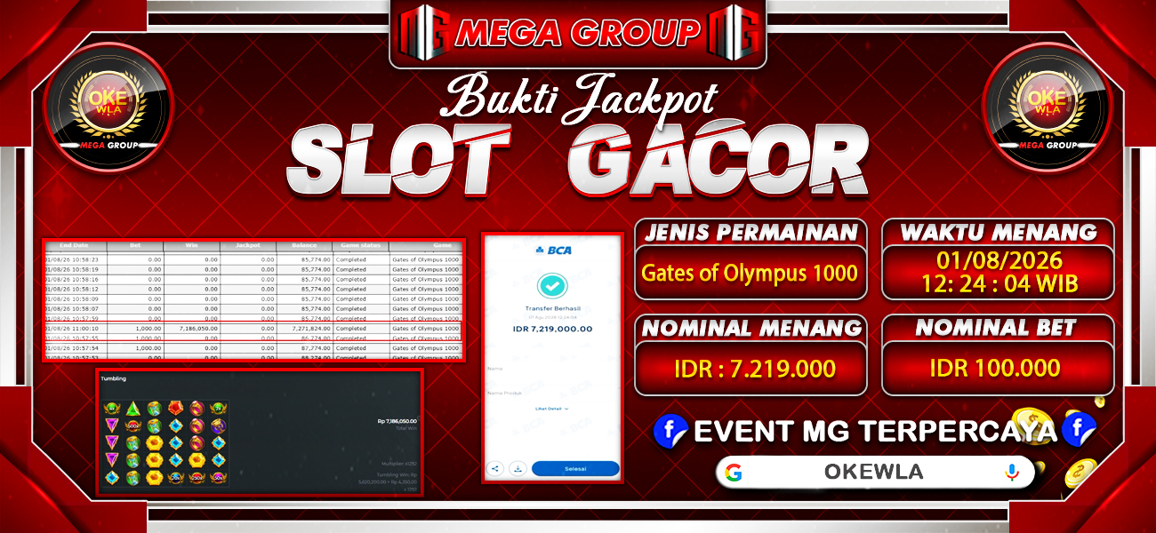 Bukti JP situs Okewla hari Sabtu, 01 Agustus 2026