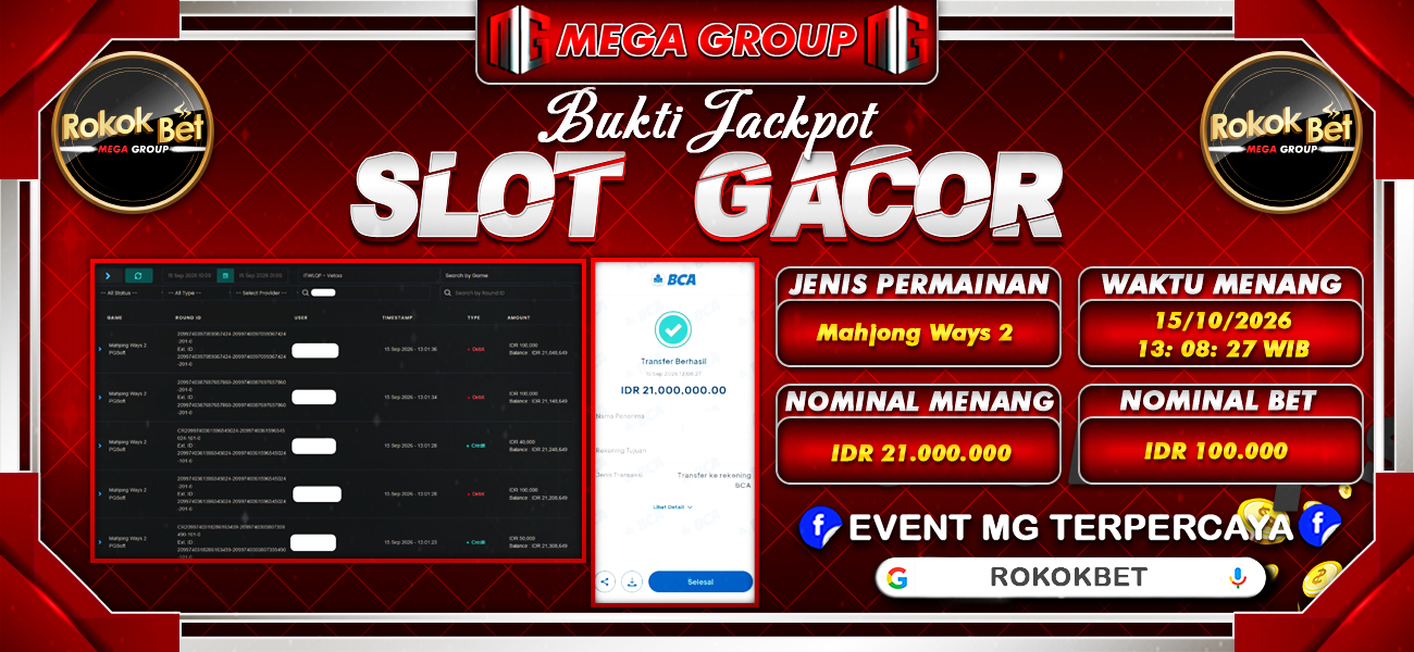 Bukti JP situs Rokokbet hari Selasa, 15 September 2026