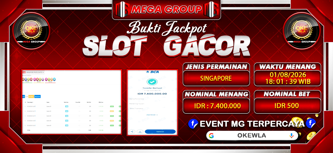 Bukti JP situs Okewla hari Sabtu, 01 Agustus 2026