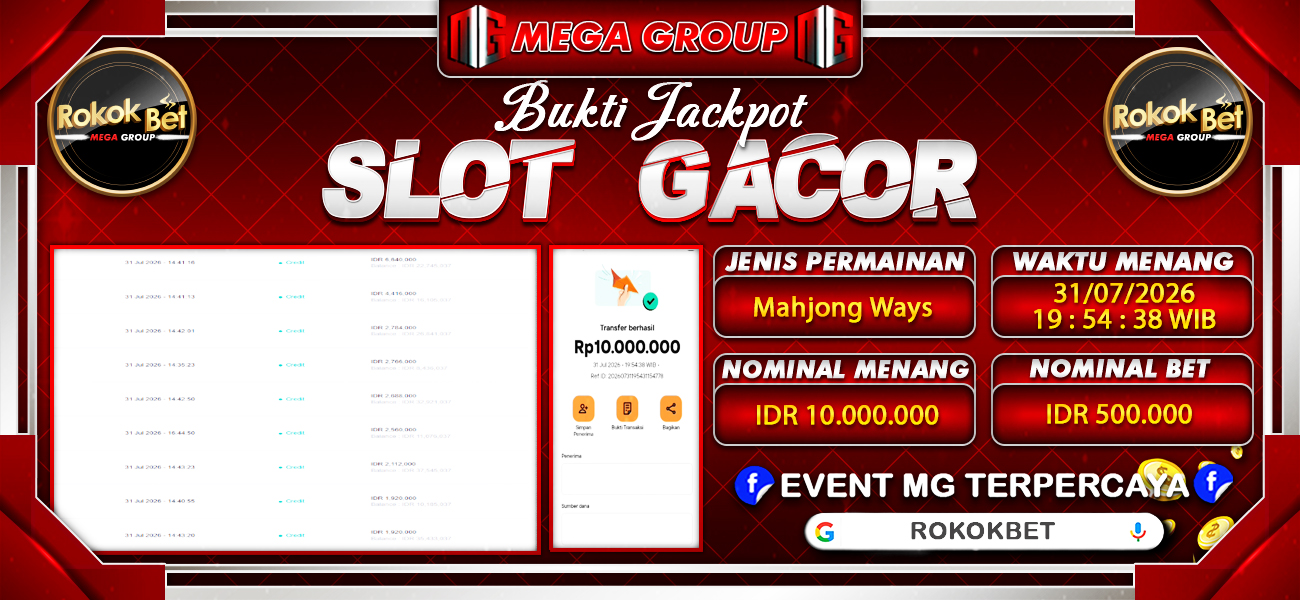 Bukti JP situs Rokokbet hari Jumat, 31 Juli 2026