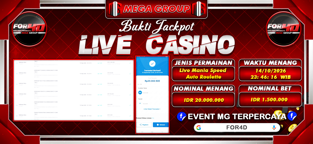 Bukti JP situs For4D hari Senin, 14 September 2026
